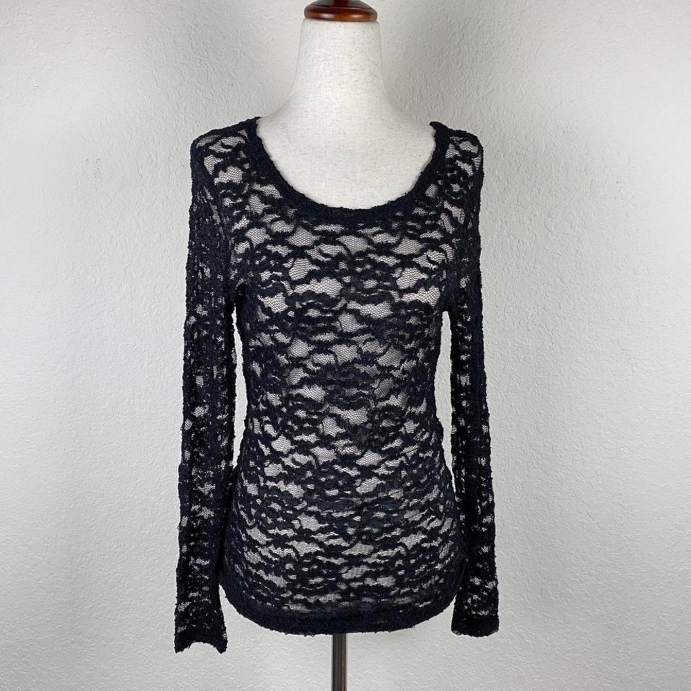 Vtg The Limited M Sheer Lace Top Black Layering Whimsy Goth Y2k Witchy Festival